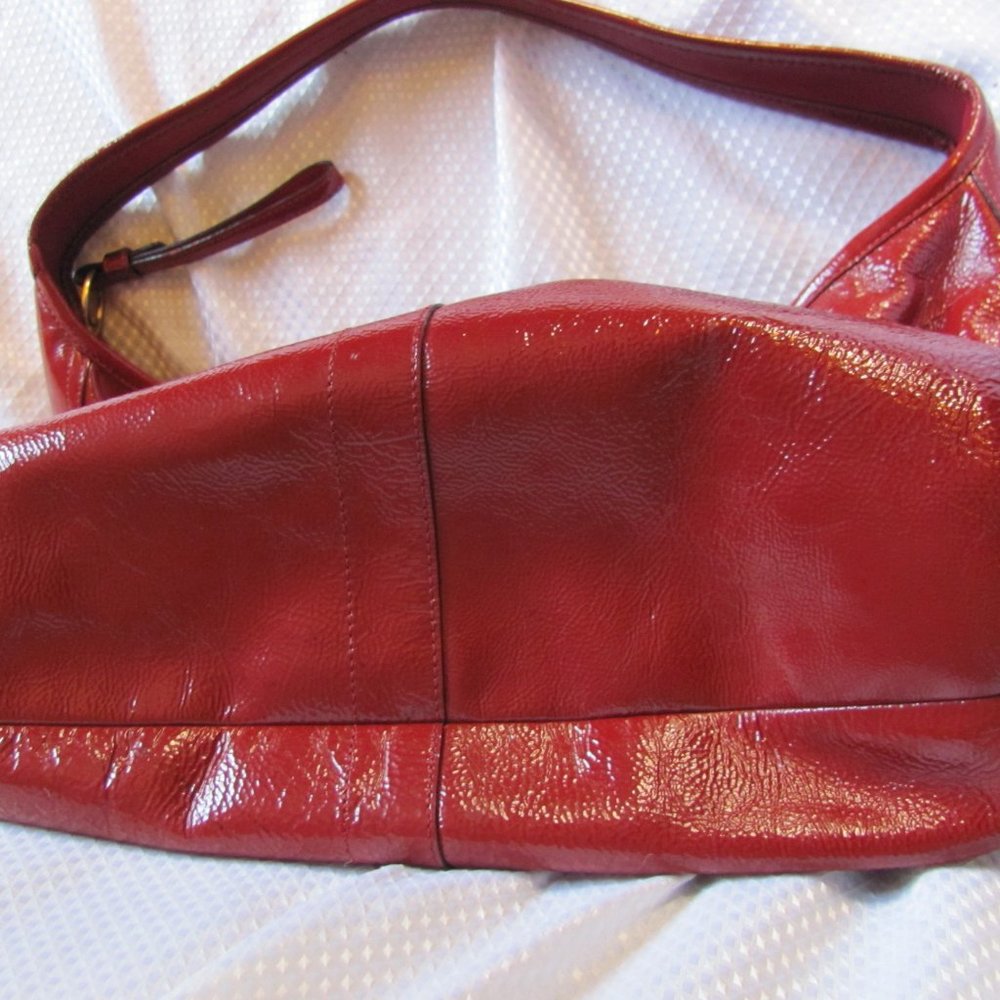 COACH ERGO RICH RED PATENT LEATHER LG HOBO TOTE BA - Picture 6 of 12